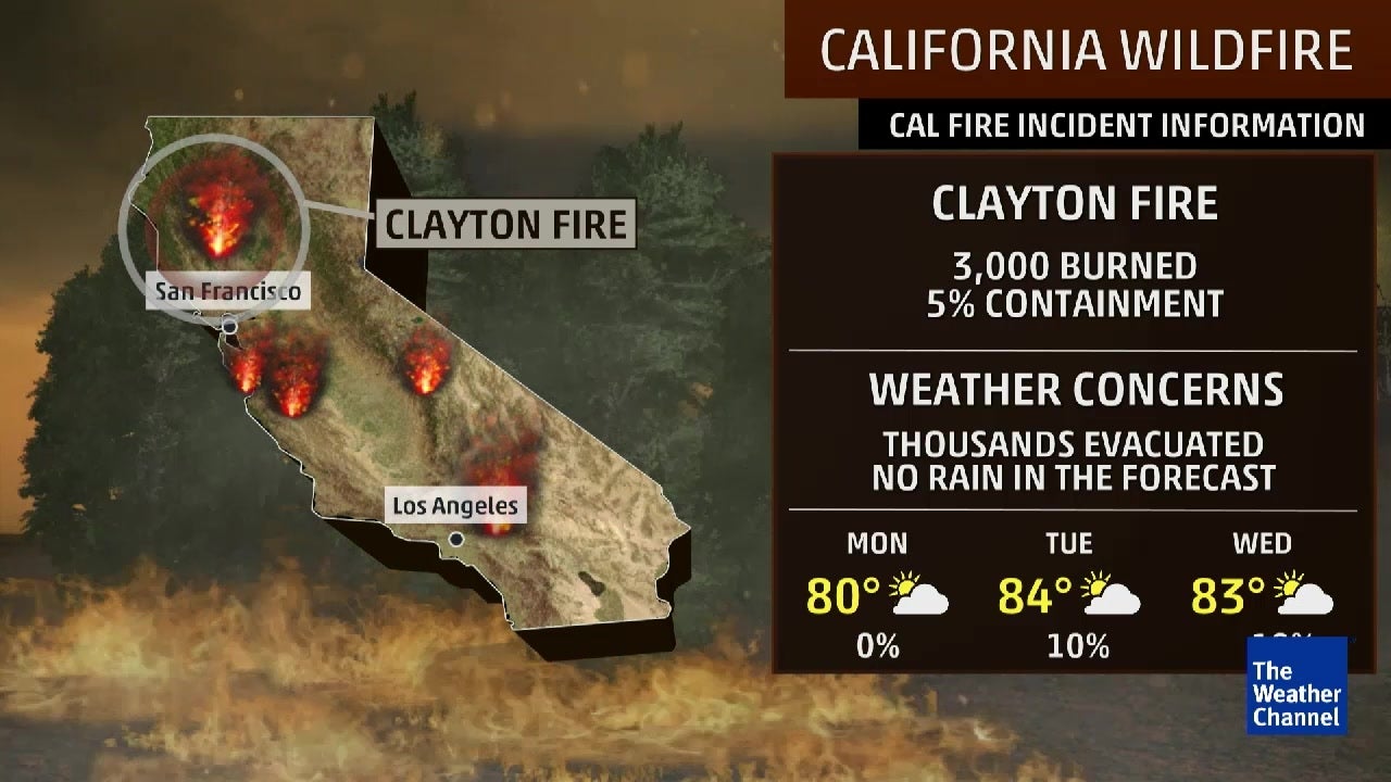Clayton, Chimney Wildfires Burning Through California Videos from The