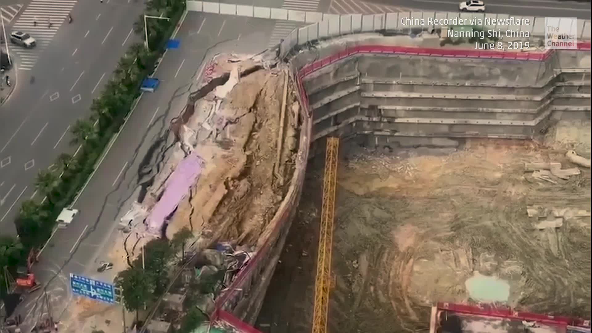 Camera Captures Massive Road Collapse Videos from The Weather Channel