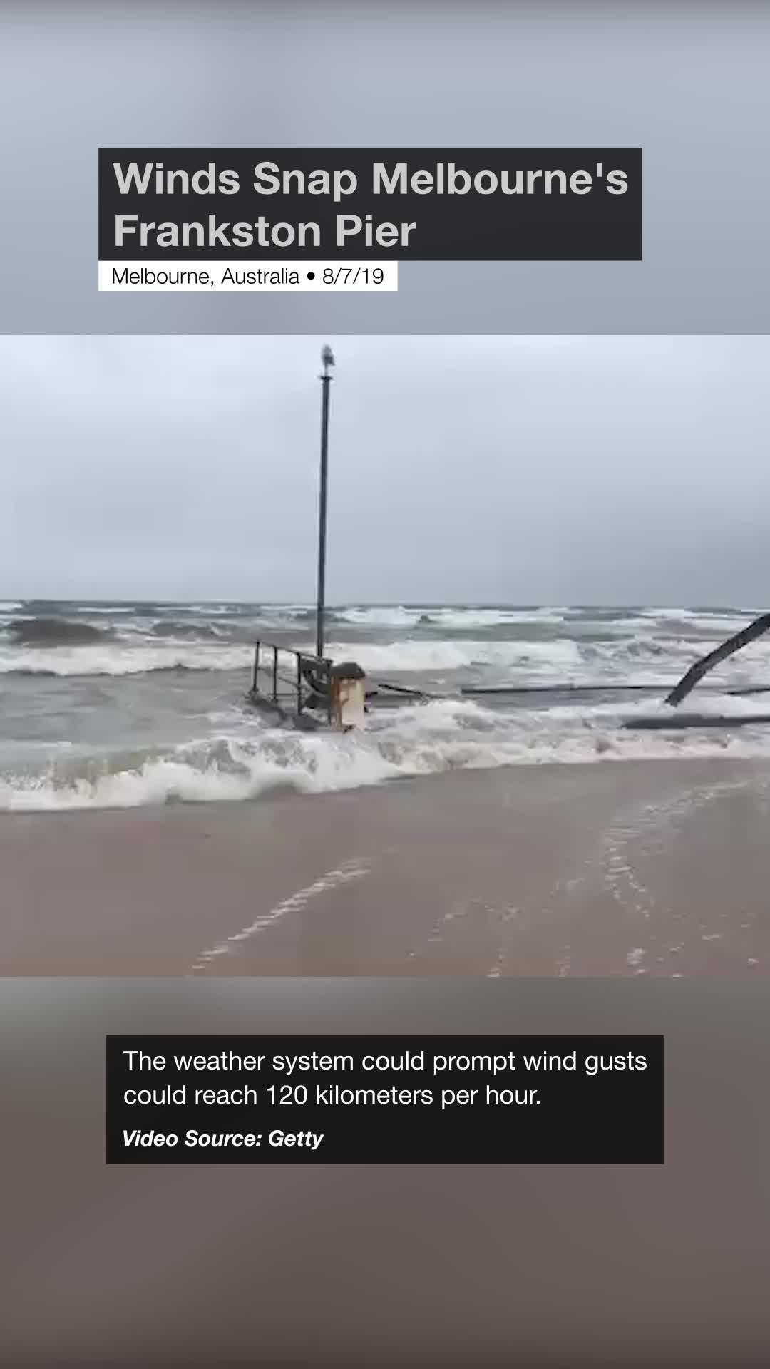 Winds Snap Melbourne's Frankston Pier Videos from The Weather Channel