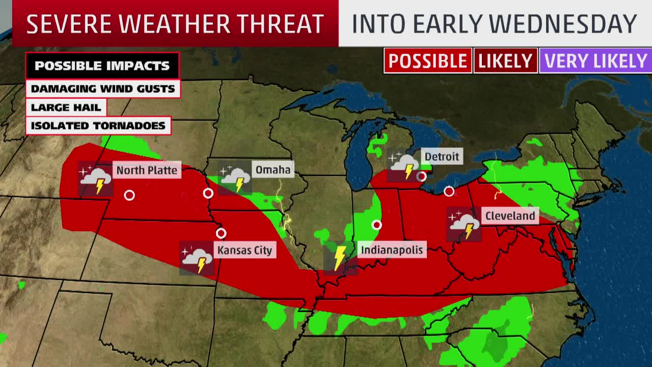 Plains to Northeast Face Severe Weather Threats Through Wednesday Plains to Northeast Face Severe Weather Threats Through Wednesday