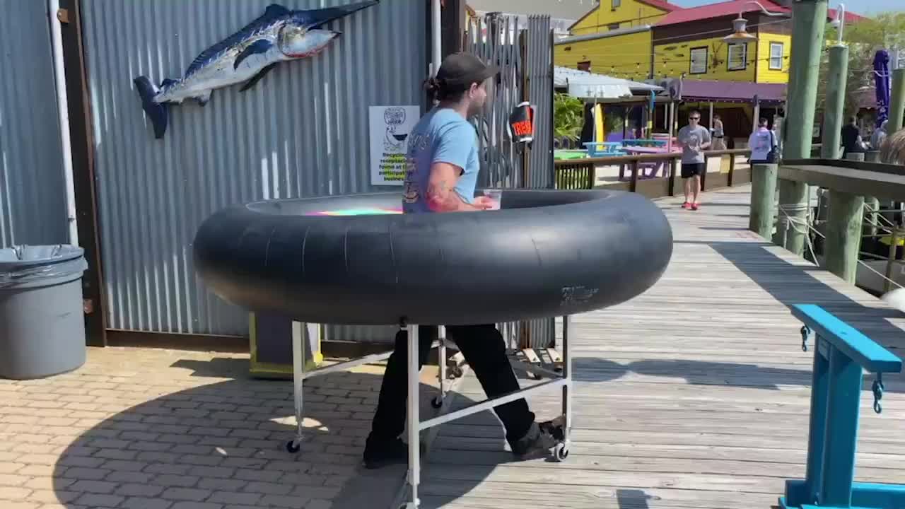 Bizarre ‘Bumper Tables’ Ensure Social Distancing Videos from The Weather Channel