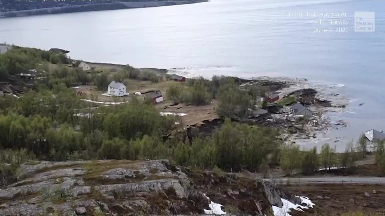 Watch as Massive Landslide Sweeps Eight Houses into Sea in Northern