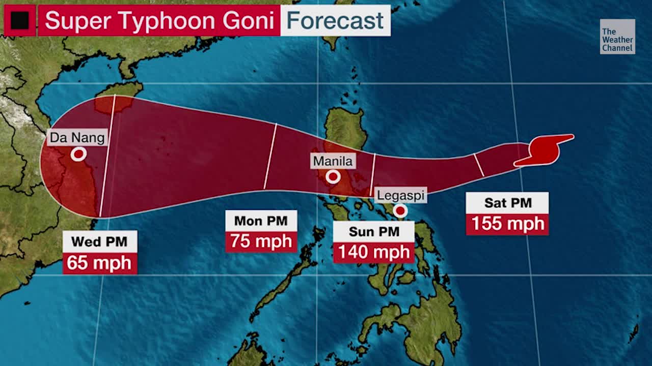 Powerful Typhoon Goni Aiming at Philippines Videos from The Weather