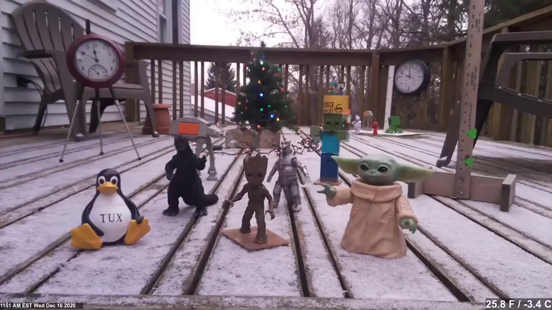 Baby Yoda, Groot and Friends Buried in 30+ Inches of Snow Videos from