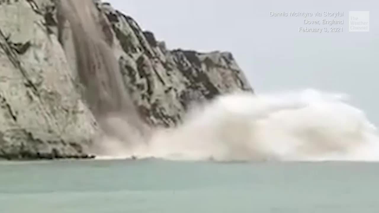 Collapse at British Landmark Caught on Camera Videos from The Weather