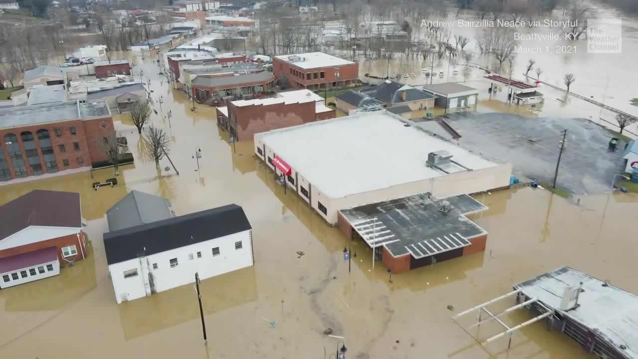 Aerial View Kentucky Town Almost Underwater Videos from The Weather