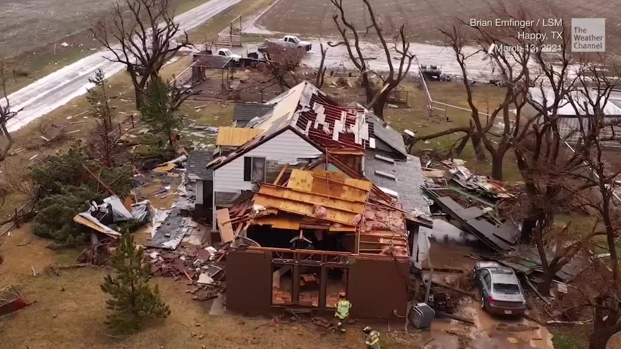 Tornado Leaves Trail of Damage in Happy, Texas Videos from The