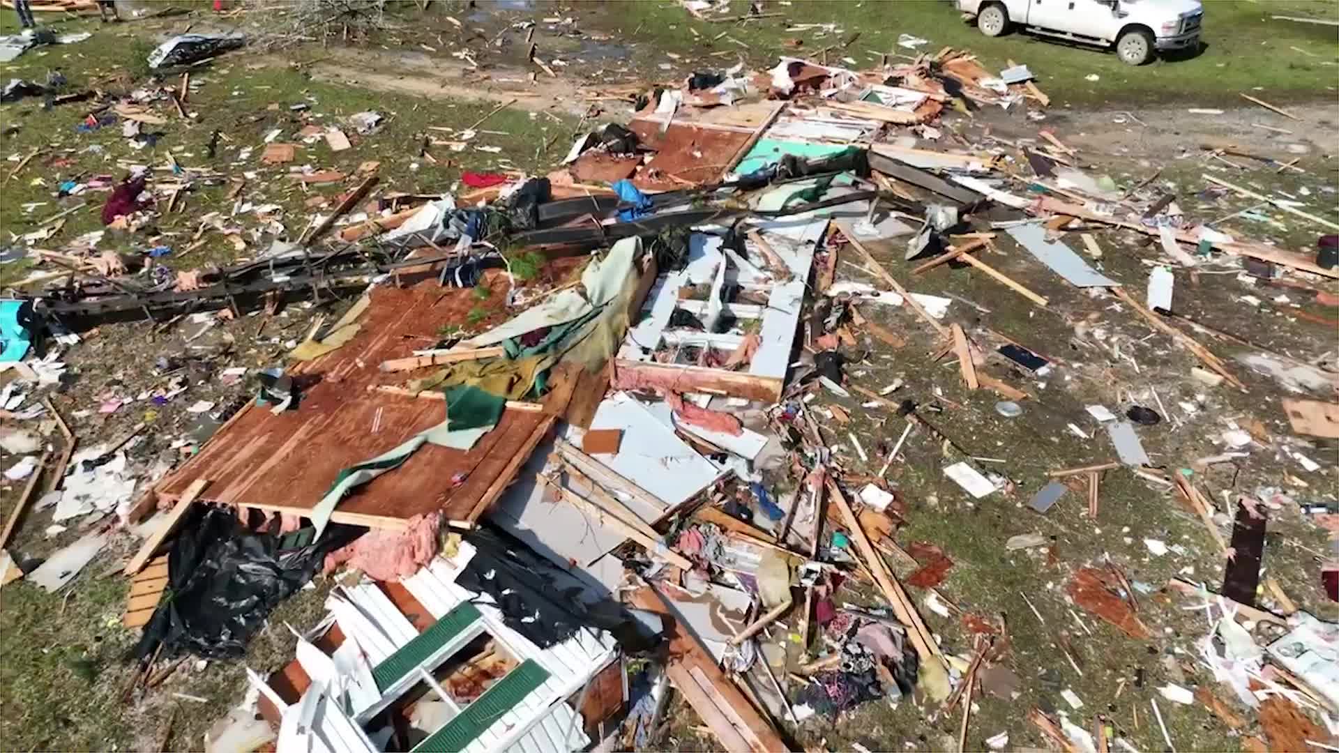 Aerial Look at Homes Destroyed By Deadly Tornado in Florida Videos