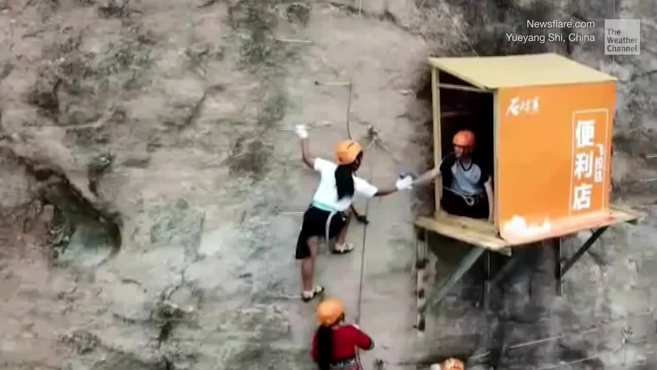 Shopping 330 Feet Up On a Cliff Videos from The Weather Channel