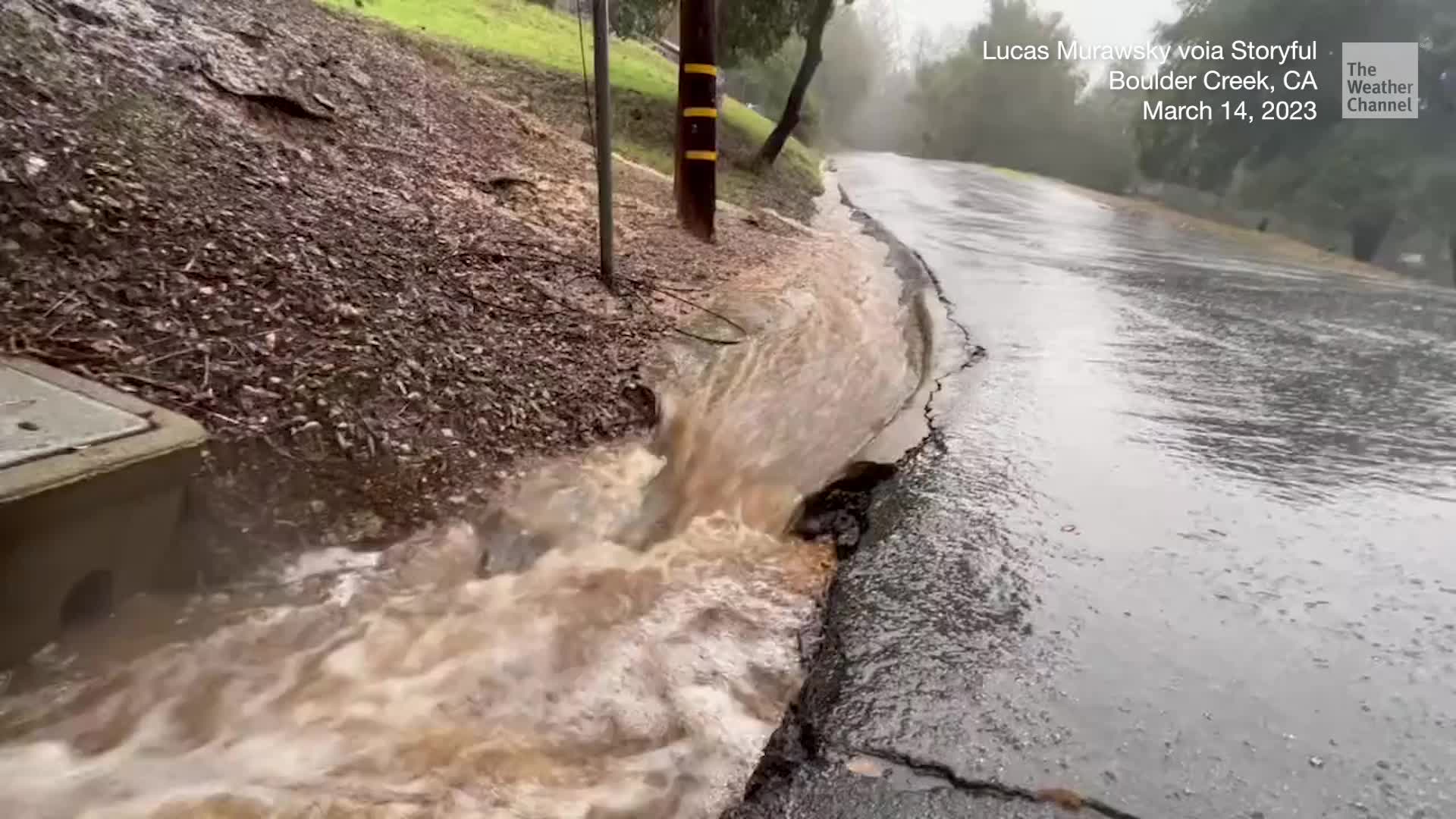Trees Down, Roads Covered In High Water In CA Videos from The Weather