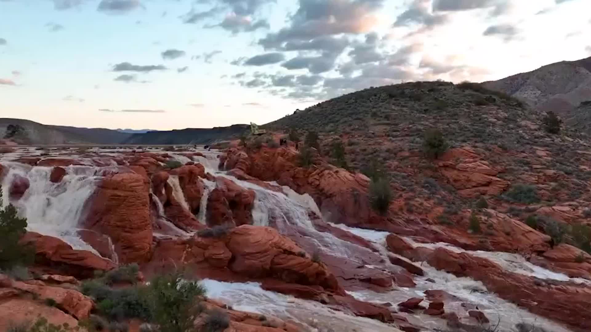 Heavy Rains Awaken Waterfalls In Utah State Park Videos from The