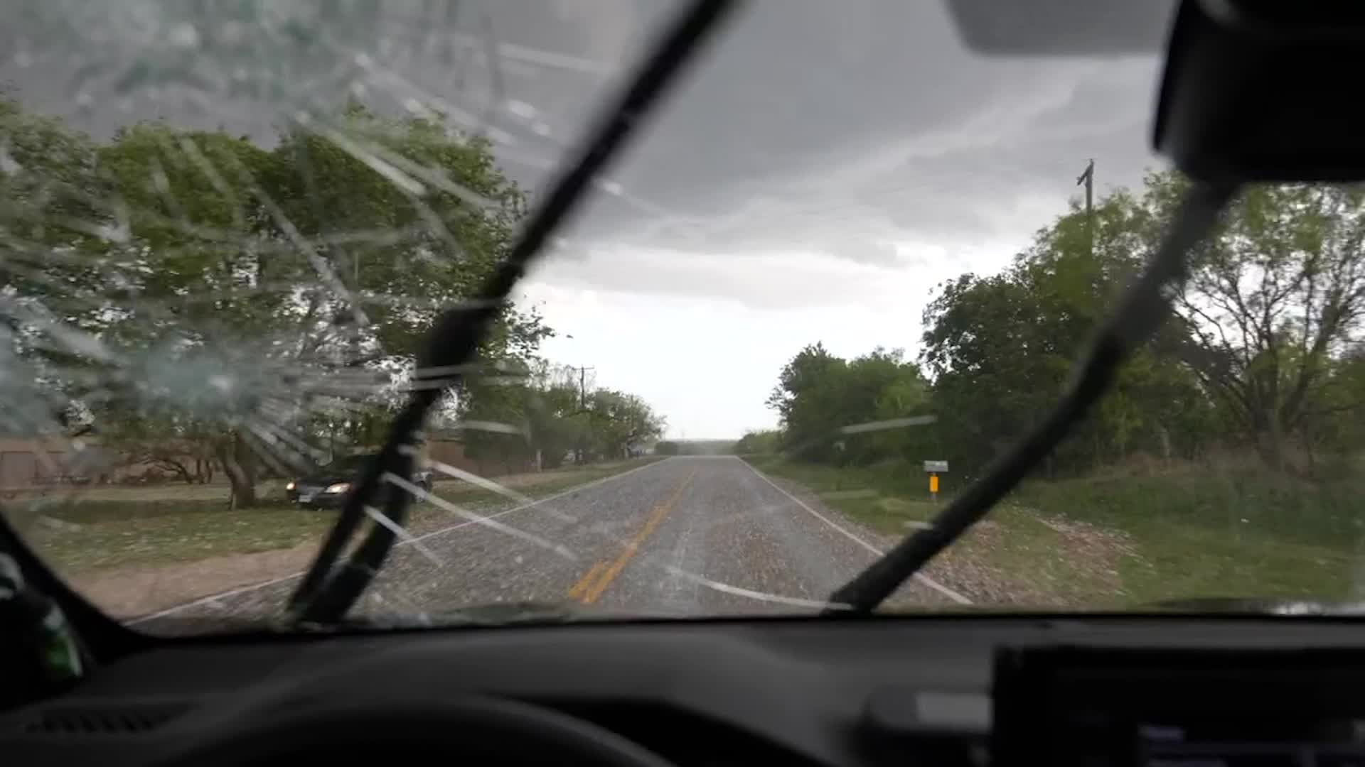 ‘Sounded Like Gunshots’ Texas Hail Smashes Car Window Videos from