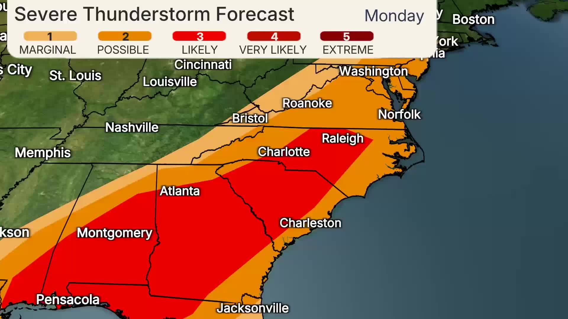 Severe Weather Possible In Charlotte Monday