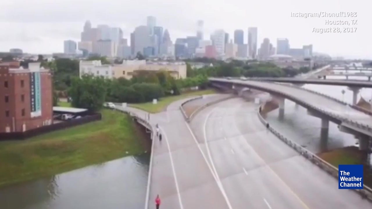 Abandoned Houston Freeways Seen from Drone