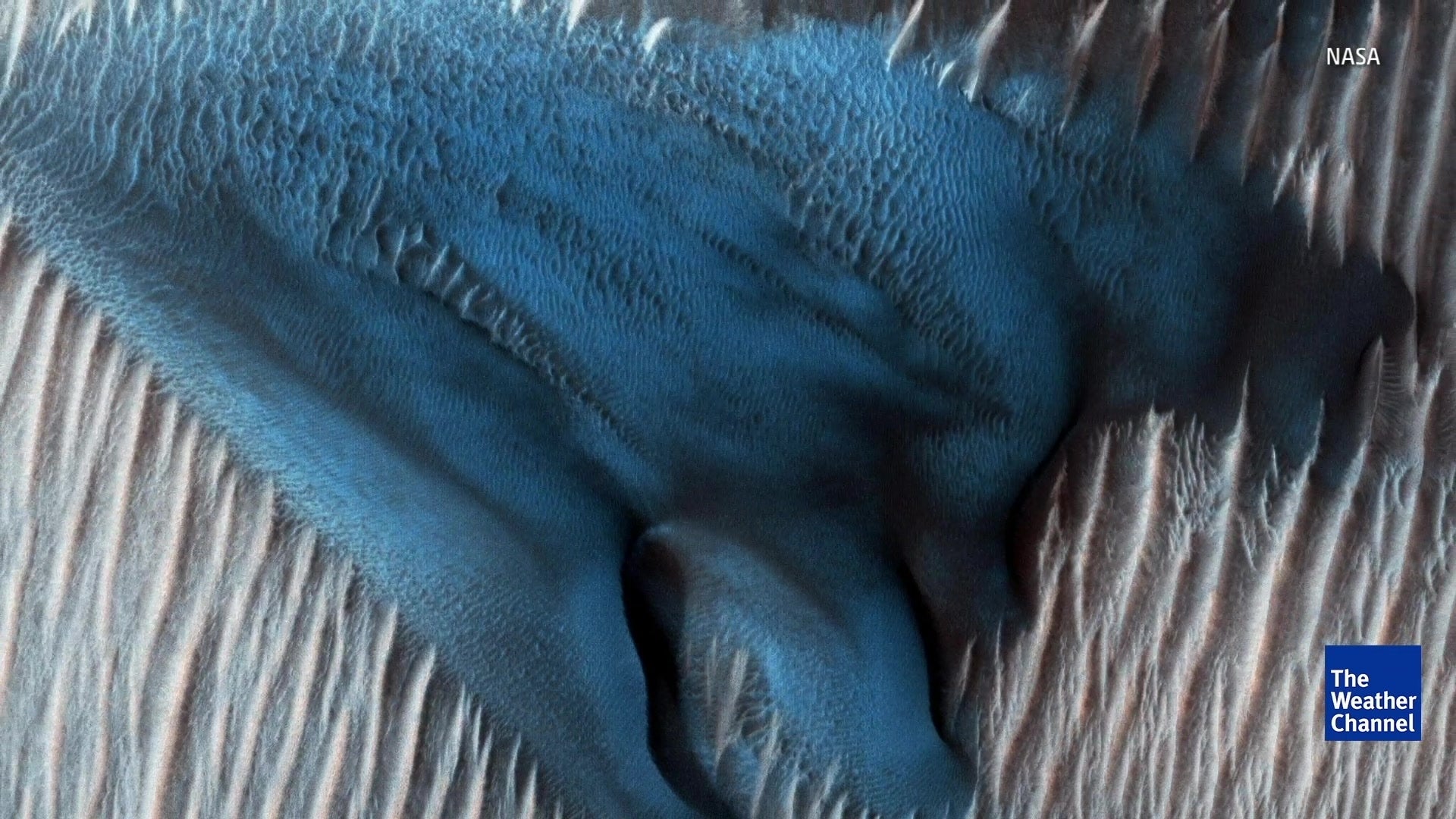 Mars Rover Captures Image of Blue Sand Dune on the Red Planet
