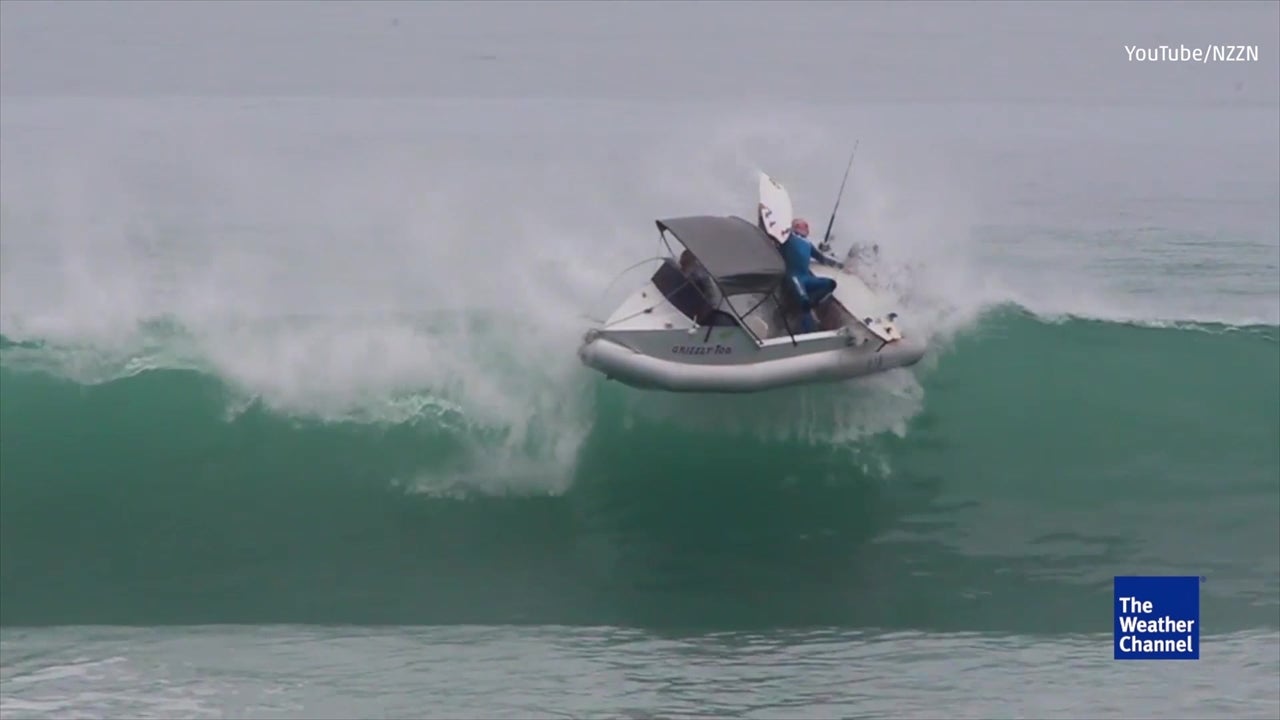 Huge Wave Sends Surfers Flying