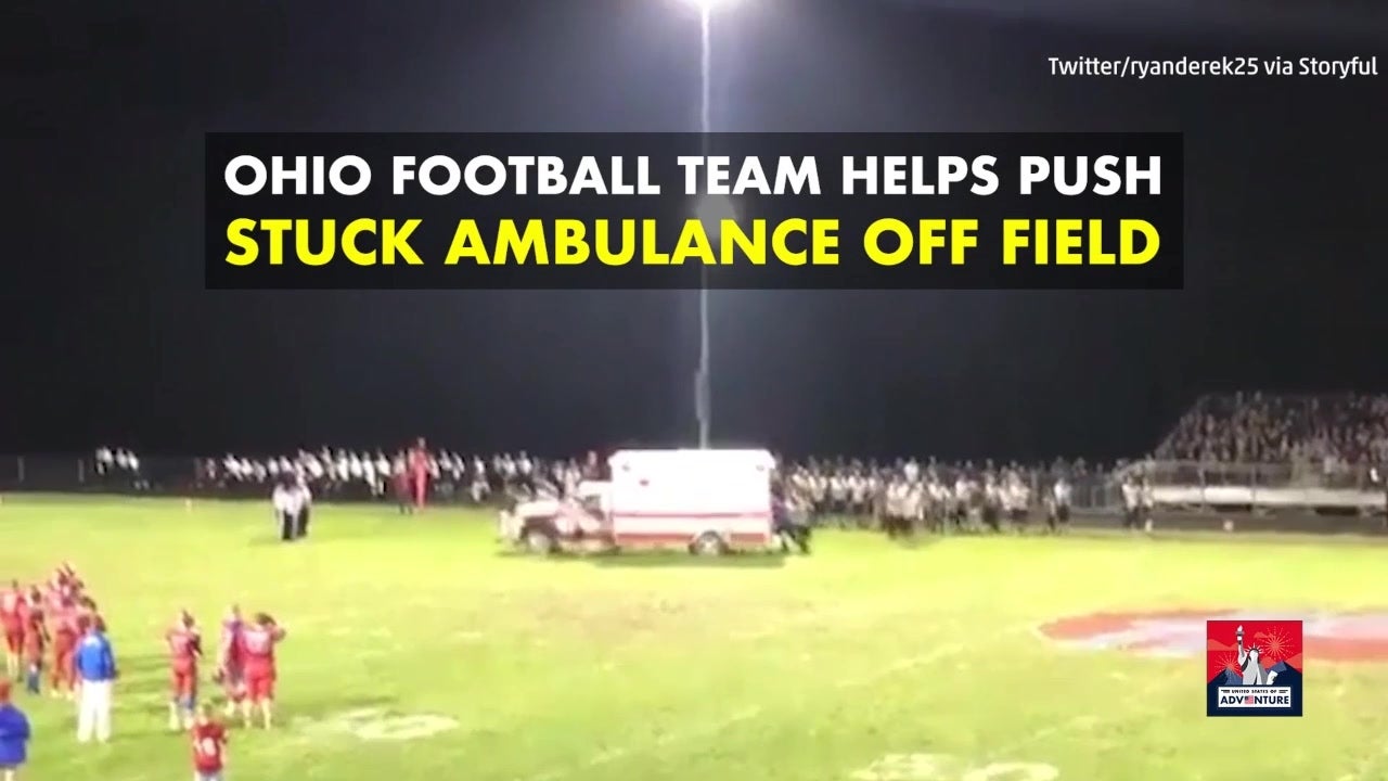 Ohio Football Team Pushes Ambulance off Field The Weather Channel