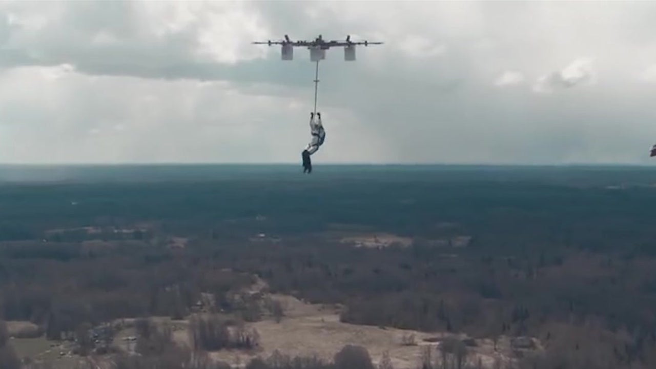 Daredevil Parachutes from Drone