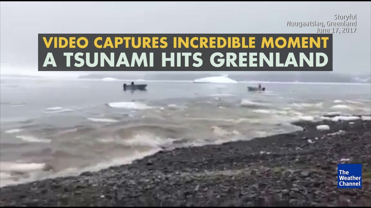 The moment tsunami hits Greenland Videos from The Weather Channel