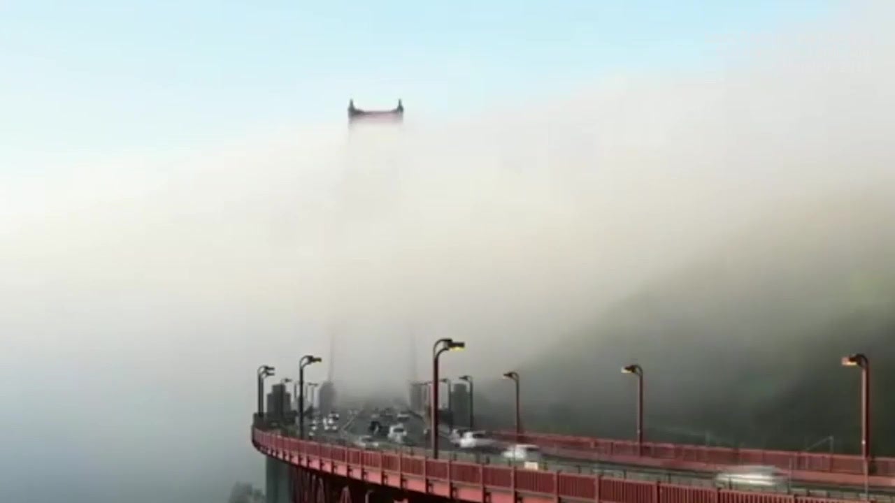 watch as fog swallows the golden gate bridge the weather channel