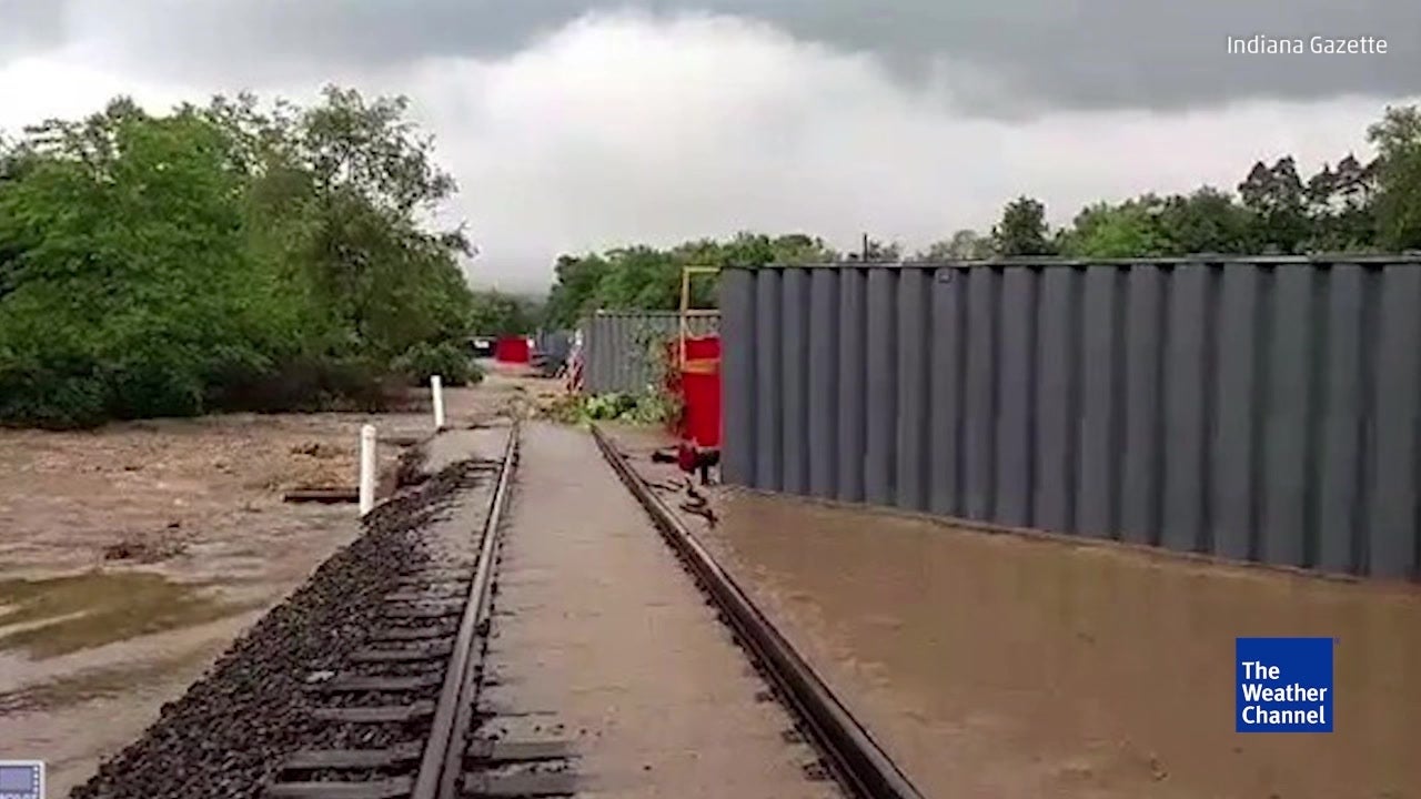 Pennsylvania Flooding Knocks Train Off Tracks Videos from The Weather