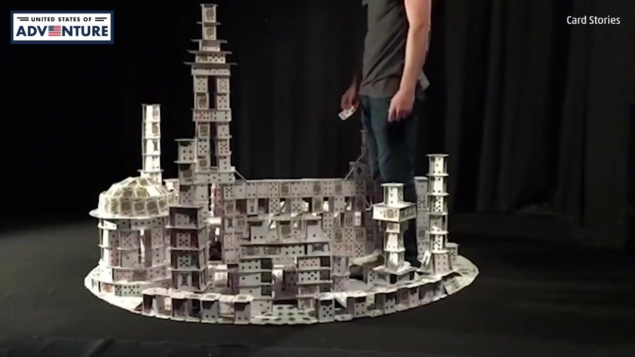 Professional Cardstacker Creates Card Towers