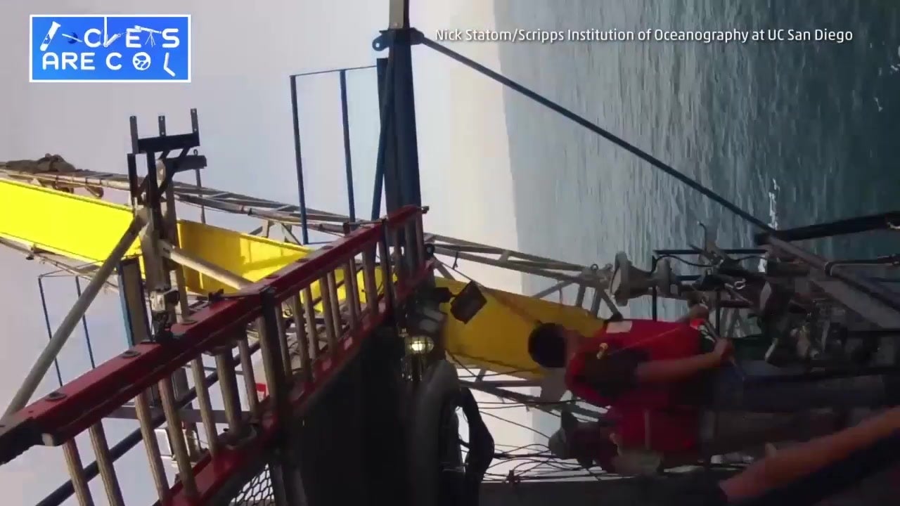 Research Vessel Flips to Vertical Position