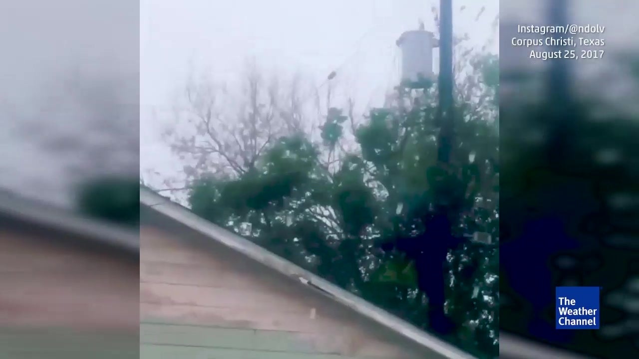 Transformer Explodes in Texas During Harvey Videos from The Weather