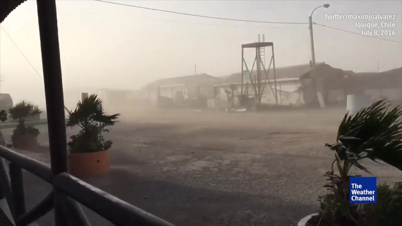 Dust Storm Cascades Down Chilean Foothills Videos from The Weather