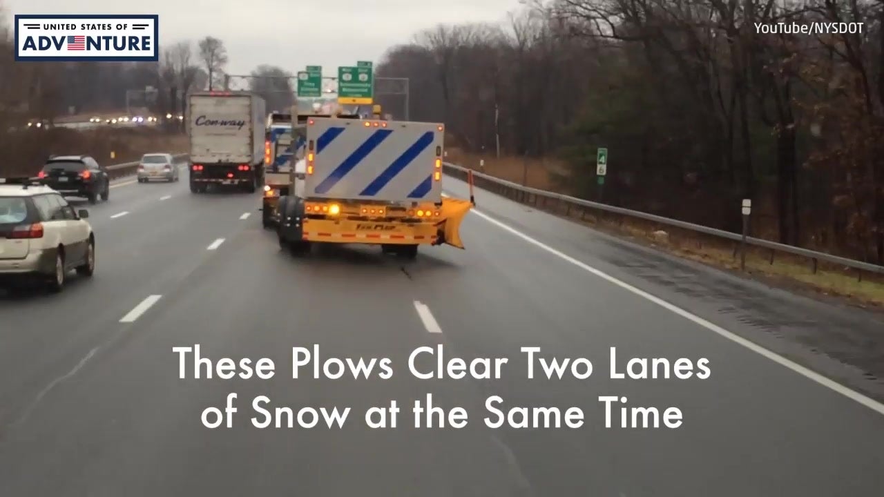 Plow Clears Two Lanes of Snow