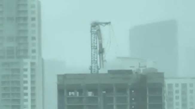 Irma Winds Snap Construction Crane in Miami