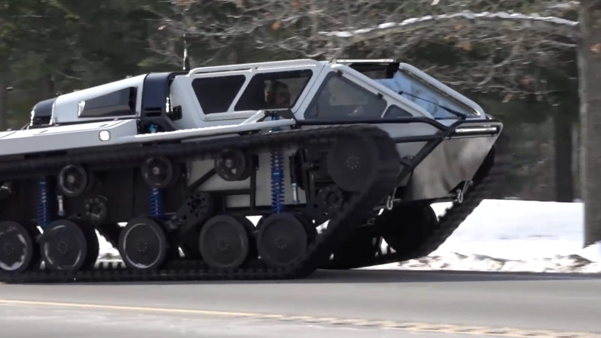 Luxury Tank Glides Over Rough Terrain