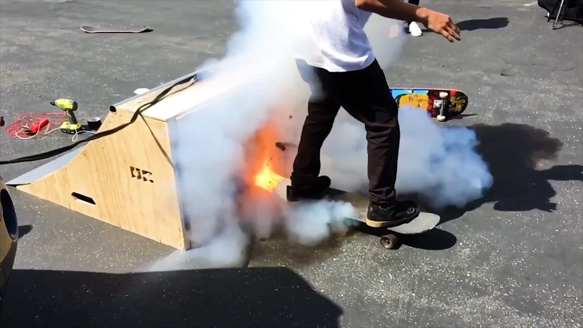 Skateboarders Strap on Toy Rockets in Courageous Experiment