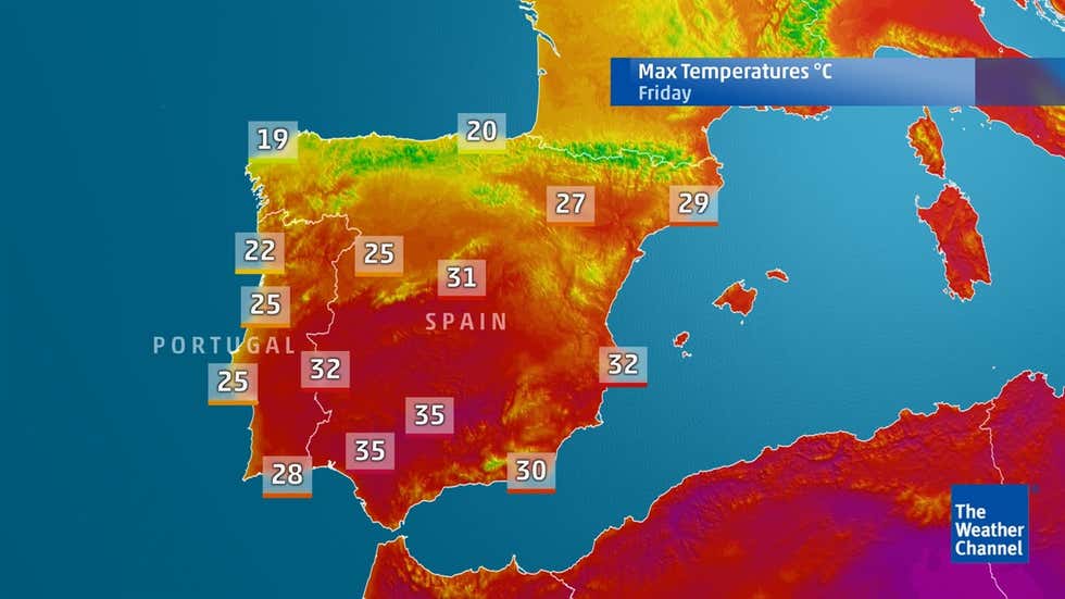Iberia heatwave Temperatures falling towards normal for time of year